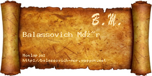 Balassovich Mór névjegykártya